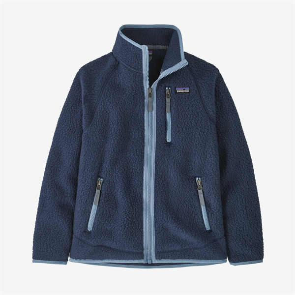 Patagonia Kids Retro Pile Fleece Jacket - New Navy w/Light Plume Grey